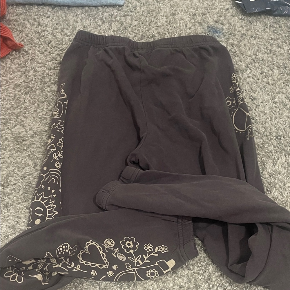 Brown Joggers with Beige Graphic Design